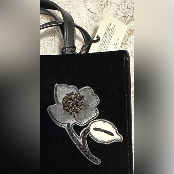 Kate Spade New York Black Cameron Street Embellished Floral Crossbody Purse - Picture 6 of 16